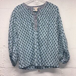 Sundance Top Floral Botanical Long Sleeve Cotton Cottagecore Peasant sz small